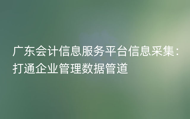 广东会计信息服务平台信息采集：打通企业管理数据管道
