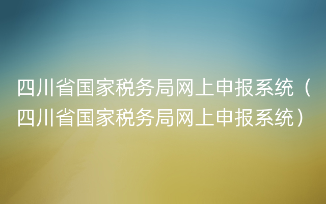 四川省国家税务局网上申报系统（四川省国家税务局网上申报系统）
