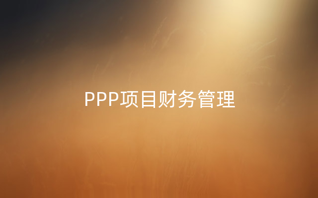 PPP项目财务管理