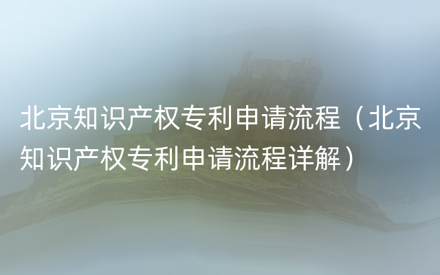 北京知识产权专利申请流程（北京知识产权专利申请流程详解）