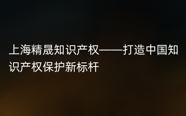 上海精晟知识产权——打造中国知识产权保护新标杆
