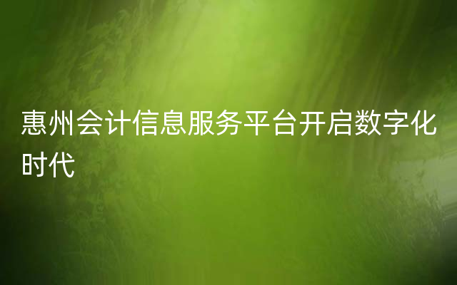 惠州会计信息服务平台开启数字化时代