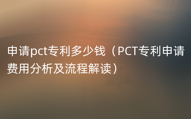 申请pct专利多少钱（PCT专利申请费用分析及流程解读）