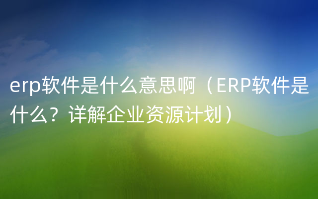 erp软件是什么意思啊（ERP软件是什么？详解企业资源计划）