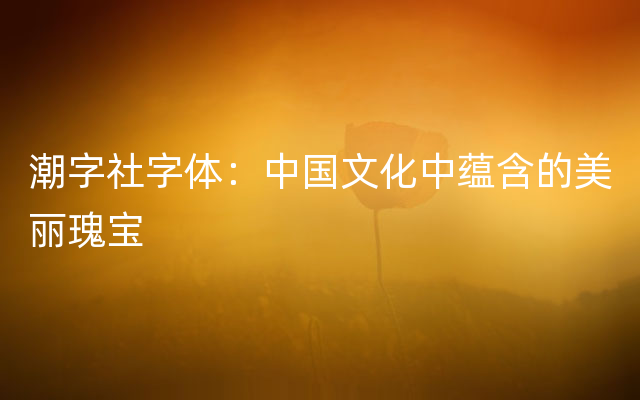 潮字社字体：中国文化中蕴含的美丽瑰宝