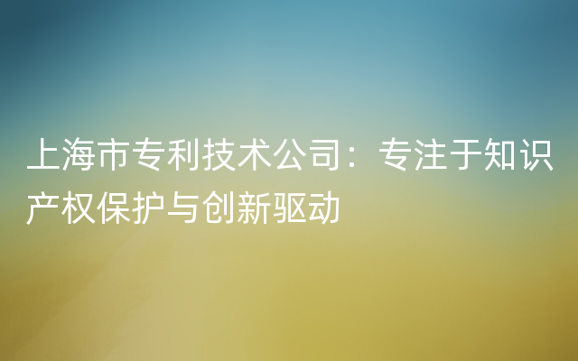 上海市专利技术公司：专注于知识产权保护与创新驱动